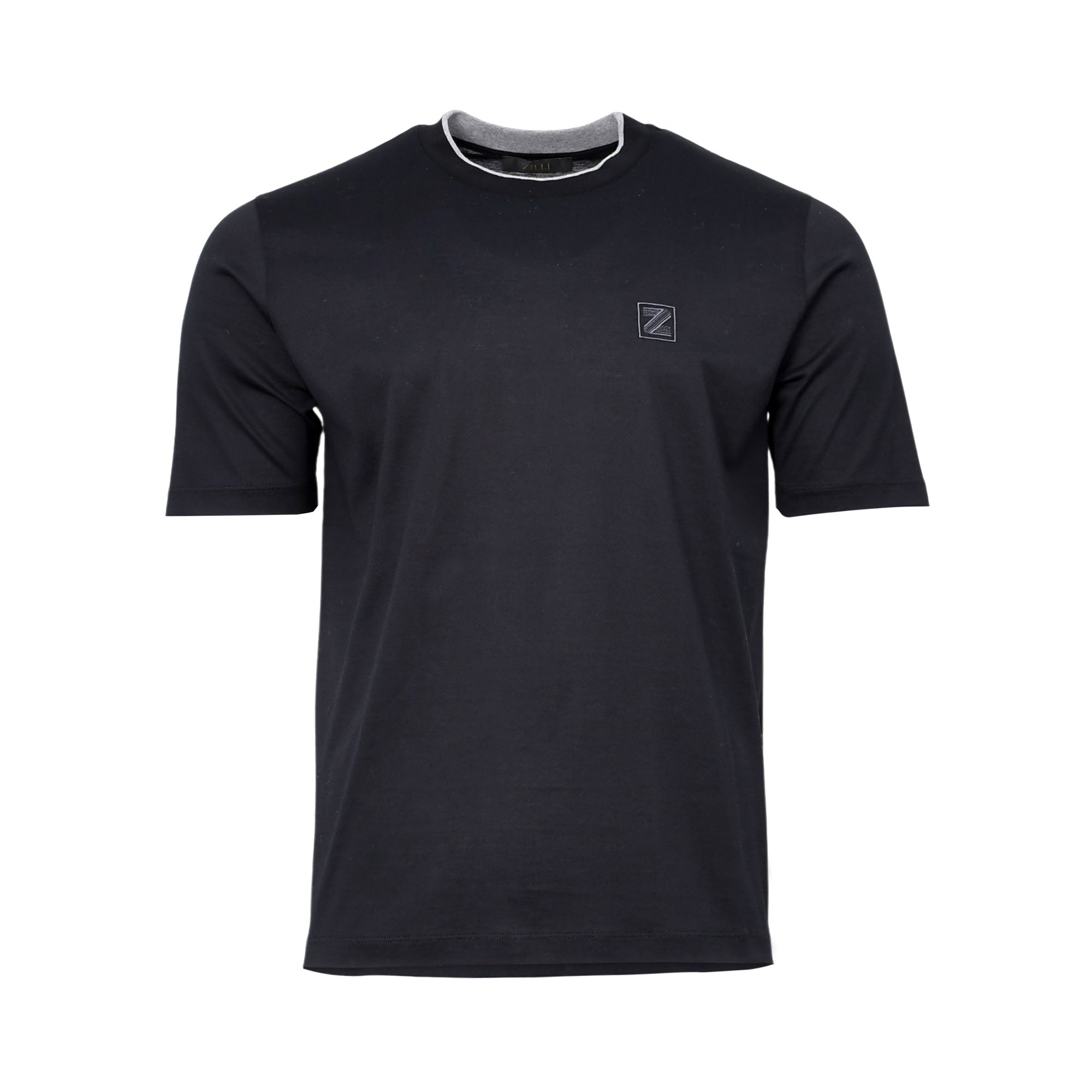 Zilli Men's Crew Neck T-Shirt with Contrast Trim and Logo | All Clothing | GCC | Men | Mens | Mens Fashion | Tops & T-Shirts