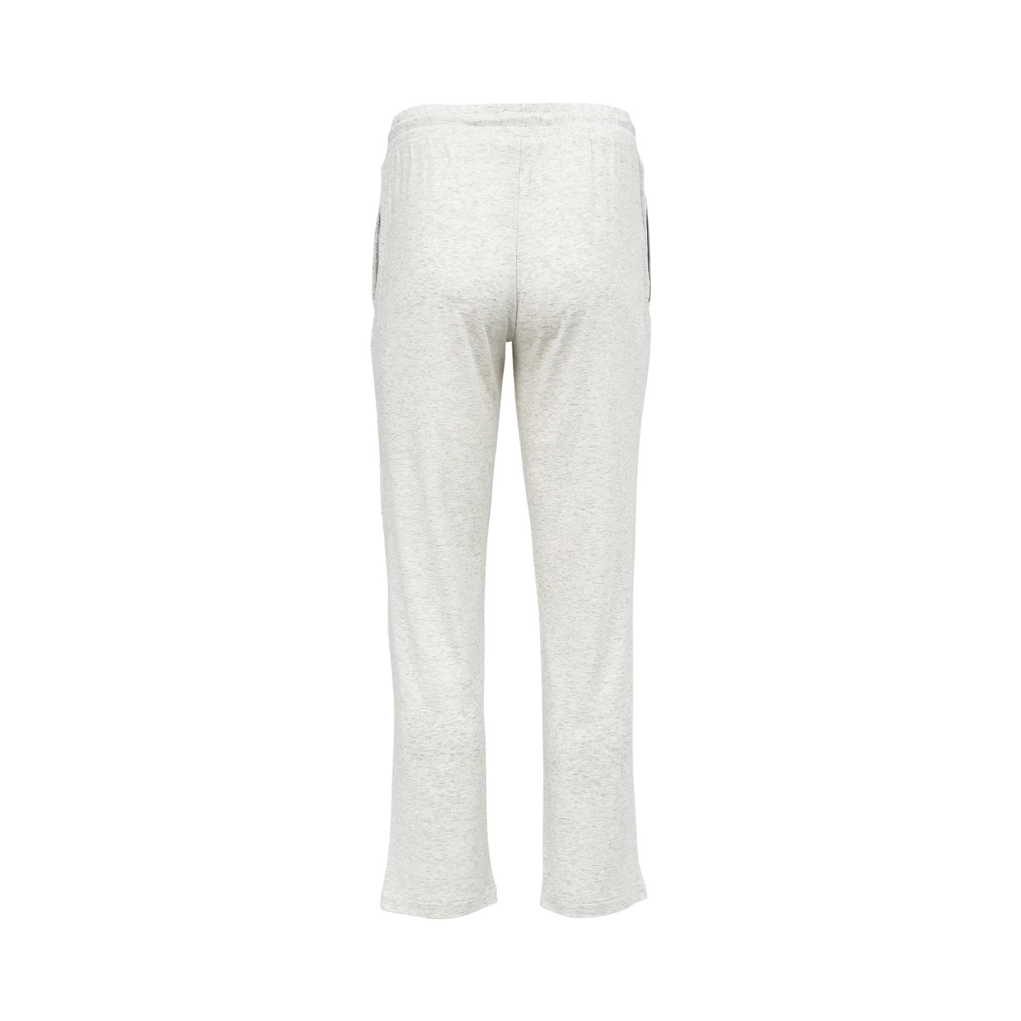 Back view of of Zimmerli men's cloud  lounge pants featuring an elastic waistband, external drawstring, side pockets, and a relaxed straight-leg silhouette against a solid white background.