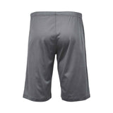 Rear view of the solid slate grey Zimmerli lounge shorts highlighting the elastic waistband and durable hem stitching against a white background.