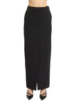Zuhair Murad black tailored cady maxi skirt with a concealed waistband closure and a center-front slit detail available at BLUE SALON.