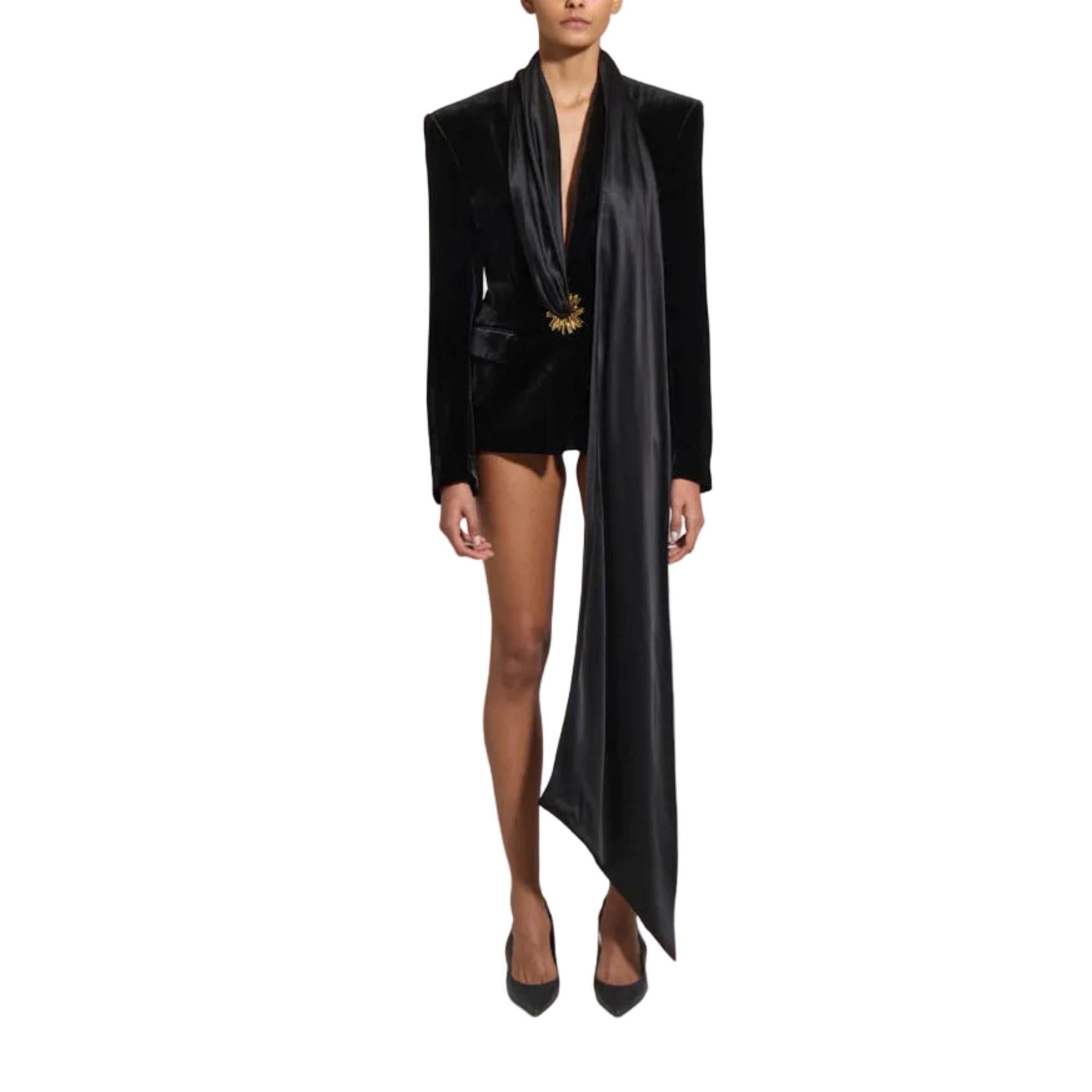 Zuhair Murad Women's Draped Scarf Velvet Blazer