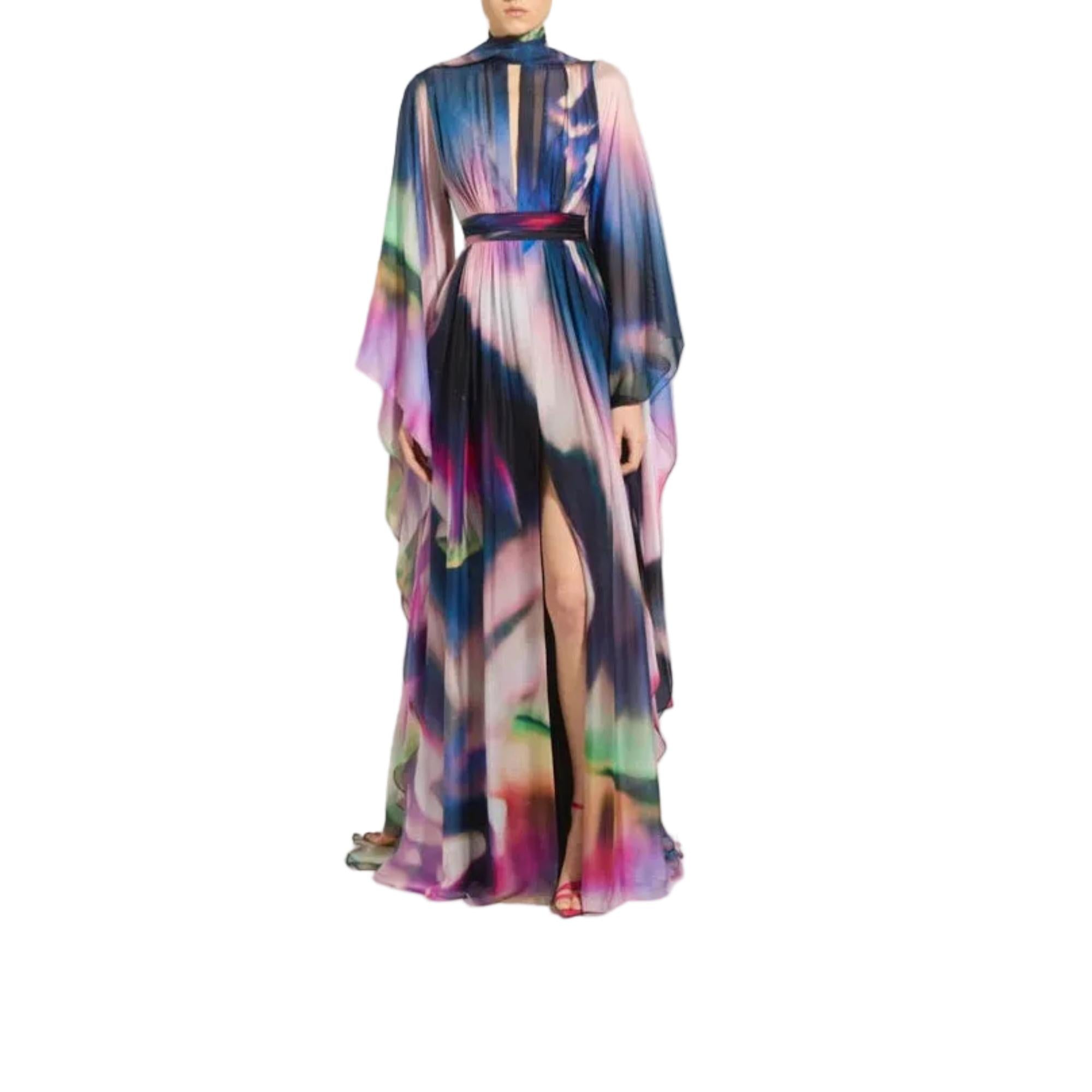 Zuhair Murad Women's  Watercolor Print Silk Chiffon Gown