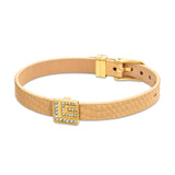Guy Laroche Elise Ladies Gold Plated Nude Leather Bracelet