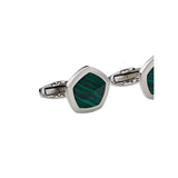 Cerruti 1881 Gents Silver Polygone Stainless Steel Cufflinks with Malachite
