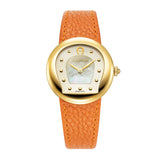 Aigner Biella Ladies MOP Dial Cold Case Orange Leather Strap Watch