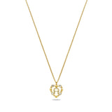 Aigner women's gold-plated stainless steel necklace featuring a pendant with two interlocking horseshoe "A" logos, one polished and one textured