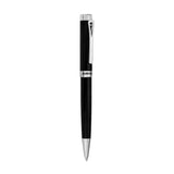 Aigner Piero luxury ballpoint pen in black with polished chrome stainless steel trims and Aigner branding.