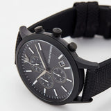 Emporio Armani RENATO Gents Chronograph Black Silicon Backed Fabric Watch