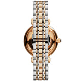 Emporio Armani Gianni T-Bar Ladies Grey Dial Silver Rose Gold Tone Watch