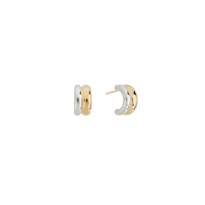 Shashi Ashley Two-Toned Hoop Earrings – Gold & Silver Polished Design