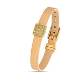 Guy Laroche Elise Ladies Gold Plated Nude Leather Bracelet