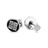 Guy Laroche Charlie Gents Stainless Steel Silver With Black Enamel Cufflinks