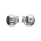 أزرار أكمام للرجال من Guy Laroche Charlie من الفولاذ المقاوم للصدأ باللون الفضي والأسود IP
