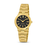 Guy Laroche Sacha Ladies Black Dial Stainless Steel Gold Plated Watch