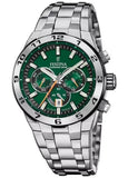 Festina Chrono Bike Gents Green Dial  Stainless Steel Bracelet Watch