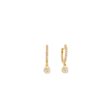 Shashi Bezel Pavé Huggie Earrings Gold