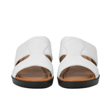Front view of Brotini 37261A men's elite white calf leather sandals.