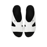 Top-view of Brotini 37426 men's white pixel-textured rubber sandals.