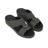 Top side view of the Brotini 37428 men's smoke grey rubber sandals with wide comfort straps.