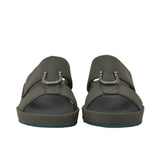 Front view of the Brotini 37428 men's smoke grey rubber sandals with wide comfort straps.