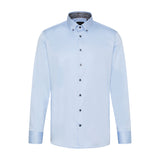 Bugatti Men's Light Blue Polka Dot Long-Sleeve Shirt