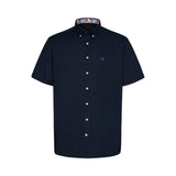 Bugatti Men's Short-Sleeve Button-Down Shirt with Patterned Inner Collar