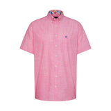 Bugatti Men's Short-Sleeve Button-Down Shirt with Patterned Inner Collar