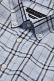 Bugatti Men's Light Blue Plaid Short-Sleeve Button-Down Shirt