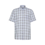 Bugatti Men's Light Blue Plaid Short-Sleeve Button-Down Shirt