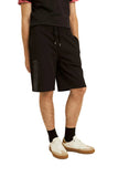 Black relaxed-fit shorts with elasticated drawstring waistband, side pockets, and tonal La Martina logo on left leg.