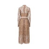 Back view of the CASA JOHARA FASHION lace dress showing the invisible zipper closure and sheer lace texture.