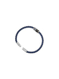 Cerruti 1881 Venezio Men's Navy Leather Bracelet with Stainless Steel Detail
