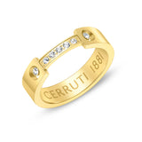 Cerruti 1881 Bridge Ladies Gold Plated Ring  With Crystals Size : 54