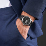 Cerruti 1881 Borgatello Gents Black Dial Black Leather Strap Watch