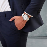 Cerruti 1881 Gents White Dial Silver Stainless Steel Case White Rubber & Leather Strap Watch