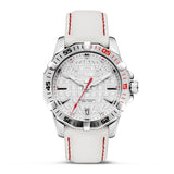 Cerruti 1881 Gents White Dial Silver Stainless Steel Case White Rubber & Leather Strap Watch