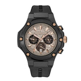 Cerruti 1881 Lucardo Gents Chronograph Watch - Gunmetal & Rose Gold-Tone with Black Silicon Strap