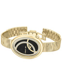 Cerruti 1881 Cozzana Ladies Black Dial Gold Tone Mesh Bracelet Watch