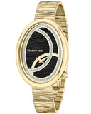 Cerruti 1881 Cozzana Ladies Black Dial Gold Tone Mesh Bracelet Watch