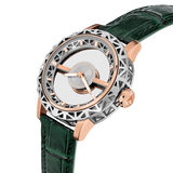 Saint Honore Champ de Mars Men’s Two-Tone Watch with Skeleton Dial & Green Leather Strap