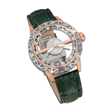 Saint Honore Champ de Mars Men’s Two-Tone Watch with Skeleton Dial & Green Leather Strap