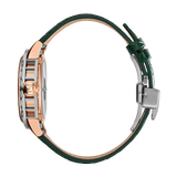 Saint Honore Champ de Mars Men’s Two-Tone Watch with Skeleton Dial & Green Leather Strap