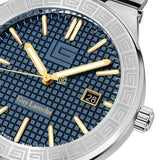 Guy Laroche Sacha Gents Blue Dial Stainless Steel Case Blue Leather Strap Watch