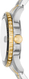Fossil Blue Gents Black Dial Two-Tone Silver Gold Watch
