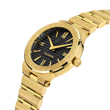 Guy Laroche Sacha Ladies Black Dial Stainless Steel Gold Plated Watch