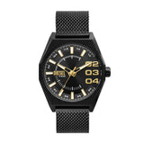 Diesel Scraper Gents Three-Hand Black Stainless Steel Watch