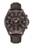 Police Malawi Gents Brown Dial Stainless Steel IP Burgundy Case Brown Leather Strap Watch