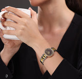 Police Ladies Black MOP Dial Silver Gold Plated Watch