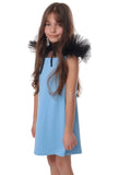 Katees Kids Girl's Chic Puff Sleeve Mini Dress for Special Occasions
