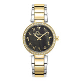 Police Ladies Black MOP Dial Silver Gold Plated Watch